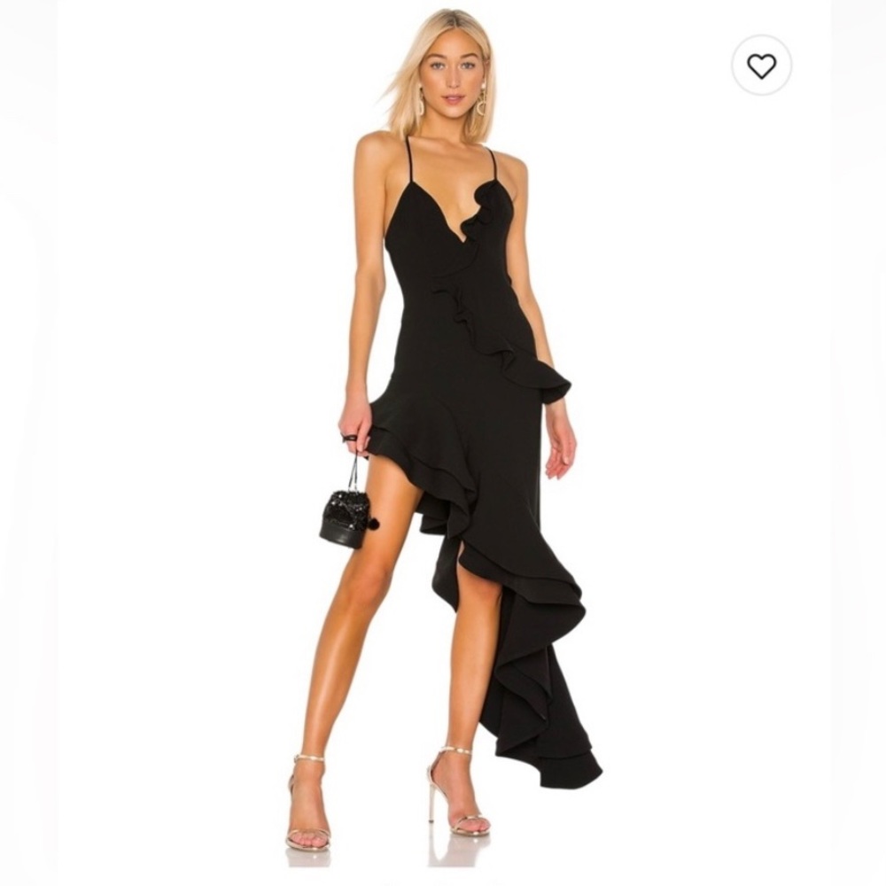 LOVERS+FRIENDS Riya evening gown with ruffles , asymmetrical, Black, Size M